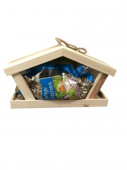 Distributeur d'aliments Mangeoire Tramontane en pin 100% FSC® + 1kg de graines